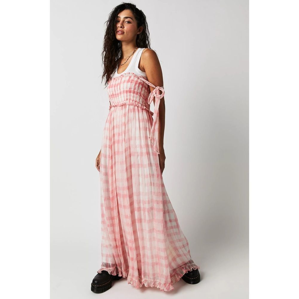 Free People Dorothy Gayle Plaid Smocked Maxi Dress